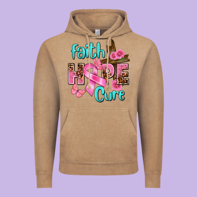 Faith Hope Cure Breast Cancer Vintage Hoodie Designed By Fadigitalartstudio