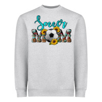 Heather Grey western leopard cowhide sunflowers  glitter mom soccer Heavyweight Sweatshirt - Artiststas