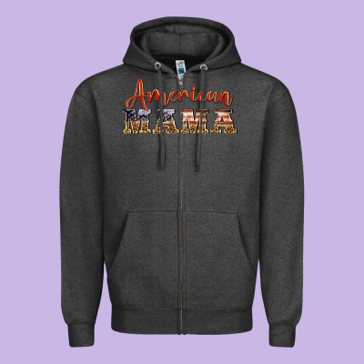 American Mama Zipper Hoodie Designed By Barkaloodesign