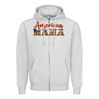 Dove Grey american mama Zipper Hoodie - BarkalooDesign