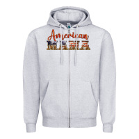 Heather Grey american mama Zipper Hoodie - BarkalooDesign