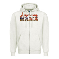 Oatmeal Heather american mama Zipper Hoodie - BarkalooDesign