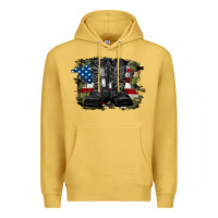 Antique Gold american flag with army boots Premium Hoodie - RanaPortraitStore