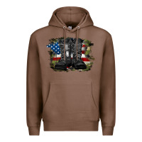 Chestnut american flag with army boots Premium Hoodie - RanaPortraitStore