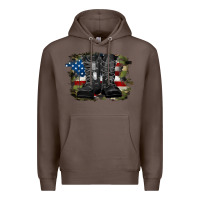 Coffee american flag with army boots Premium Hoodie - RanaPortraitStore