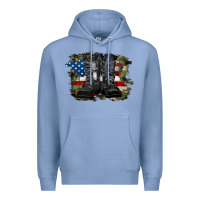 Colony Blue american flag with army boots Premium Hoodie - RanaPortraitStore