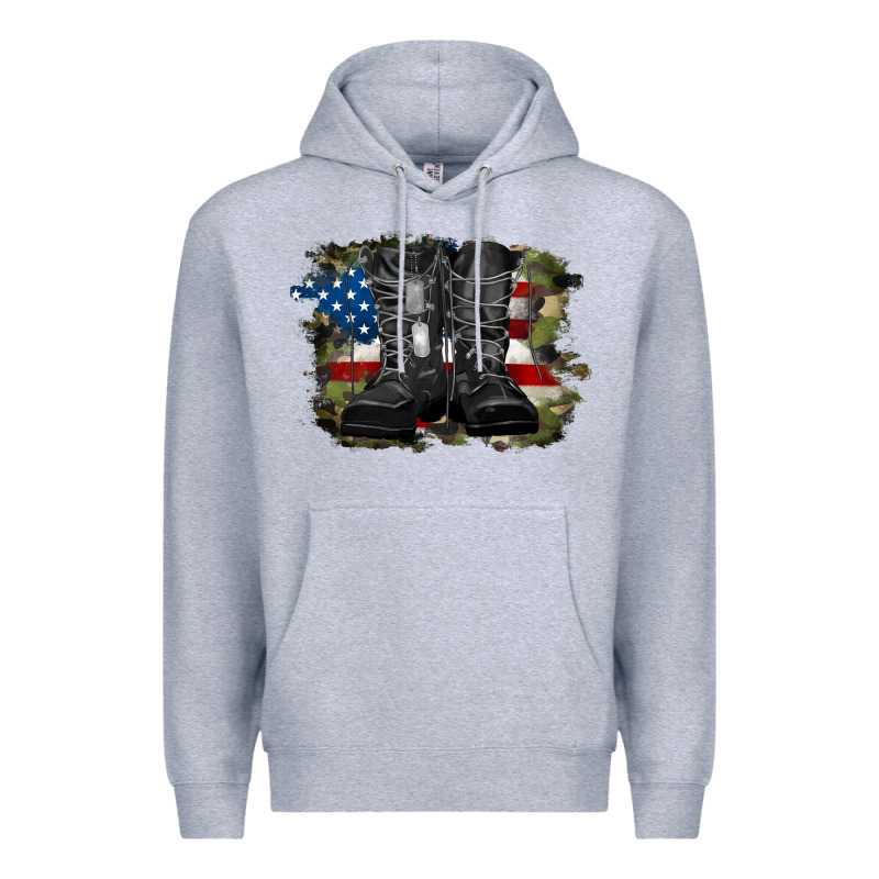 American Flag With Army Boots Premium Hoodie by RanaPortraitStore | Teevron