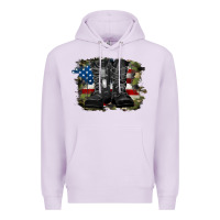 Lilac american flag with army boots Premium Hoodie - RanaPortraitStore