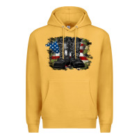 Mustard american flag with army boots Premium Hoodie - RanaPortraitStore