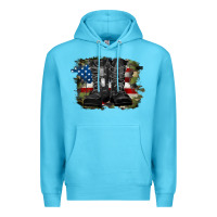Ocean Blue american flag with army boots Premium Hoodie - RanaPortraitStore