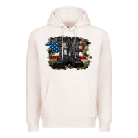 Pale Pink american flag with army boots Premium Hoodie - RanaPortraitStore