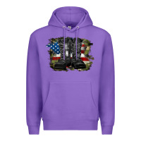 Purple american flag with army boots Premium Hoodie - RanaPortraitStore