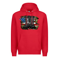 Red american flag with army boots Premium Hoodie - RanaPortraitStore