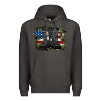 Smoke american flag with army boots Premium Hoodie - RanaPortraitStore