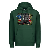 Sports Green american flag with army boots Premium Hoodie - RanaPortraitStore