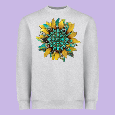 Sunflower With Gemstone And Cowhide Heavyweight Sweatshirt Designed By Artiststas