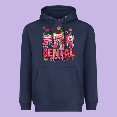 Pink Christmas Teeth Dental Squad Heavyweight Hoodie Designed By Adodesignshop
