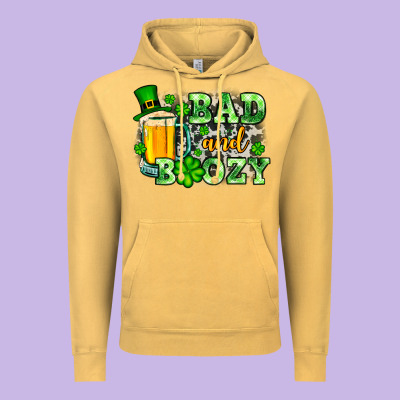 St. Patrick's Bad And Boozy Vintage Hoodie Designed By Oliviacreatesart