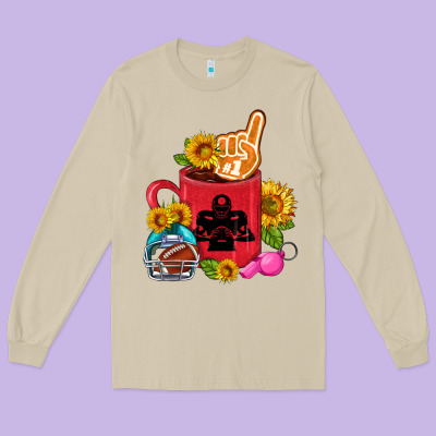 Western Football Coffee Cup Long Sleeve Tee Designed By Fadigitalartstudio