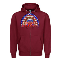 Burgundy america rainbow Zipper Hoodie - BarkalooDesign