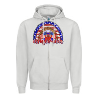 Dove Grey america rainbow Zipper Hoodie - BarkalooDesign