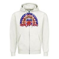 Oatmeal Heather america rainbow Zipper Hoodie - BarkalooDesign