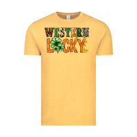 Vintage Mustard Western lucky with clover St. Patricks day Vintage Tee - HowdyJamesFarm