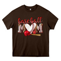 Chocolate Brown Baseball Mom Heavy Core Tee - NancyCooperArtShop