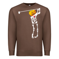 Golf Skeleton Pumpkin Halloween Shirt Premium Sweatshirt | Teevron