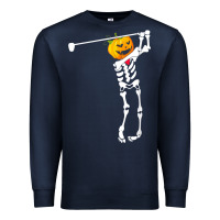 Navy Golf Skeleton Pumpkin Halloween Shirt Premium Sweatshirt - maiPhamDesign