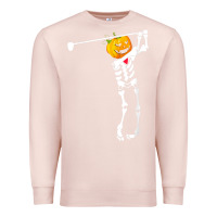 Pale Pink Golf Skeleton Pumpkin Halloween Shirt Premium Sweatshirt - maiPhamDesign
