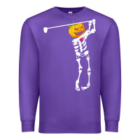 Purple Golf Skeleton Pumpkin Halloween Shirt Premium Sweatshirt - maiPhamDesign