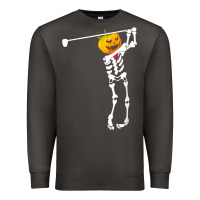 Smoke Golf Skeleton Pumpkin Halloween Shirt Premium Sweatshirt - maiPhamDesign