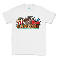White Game day football popcorn Classic Tee - HowdyJamesFarm