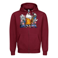 Burgundy dad life beer and tools Zipper Hoodie - BarkalooDesign