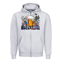 Heather Grey dad life beer and tools Zipper Hoodie - BarkalooDesign