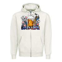 Oatmeal Heather dad life beer and tools Zipper Hoodie - BarkalooDesign