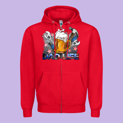 Dad Life Beer And Tools Zipper Hoodie Designed By Barkaloodesign