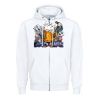 White dad life beer and tools Zipper Hoodie - BarkalooDesign