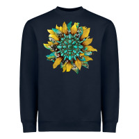 Navy sunflower with gemstone and cowhide Heavyweight Sweatshirt - Artiststas