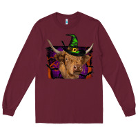Burgundy highland cow halloween Long Sleeve Tee - RanaPortraitStore