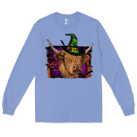 Colony Blue highland cow halloween Long Sleeve Tee - RanaPortraitStore