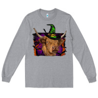 Heather Grey highland cow halloween Long Sleeve Tee - RanaPortraitStore