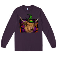 Plum highland cow halloween Long Sleeve Tee - RanaPortraitStore