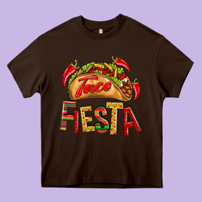 Taco Fiesta Heavy Core Tee Designed By Texasbilliewilder