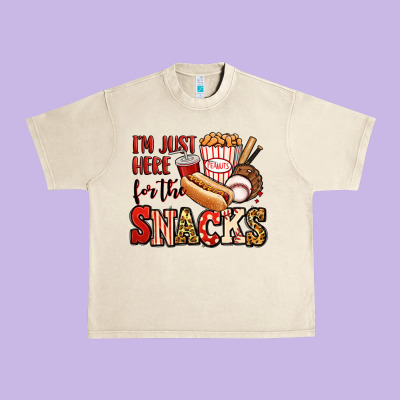 I'm Just Here For The Snacks Baseball Urban Heavy Tee Designed By Jasminsmagicworld