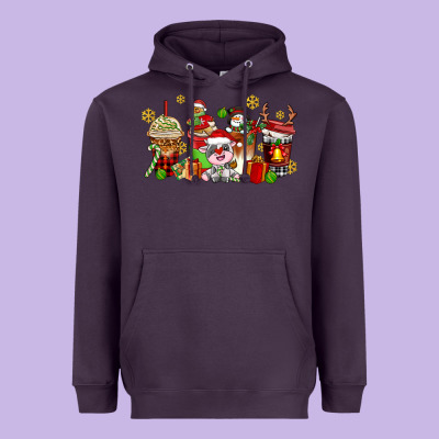 Christmas Cow Coffee Cups Heavyweight Hoodie Designed By Adodesignshop