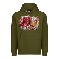 Army Green Christmas Ice Skating Premium Hoodie - CowhideDigitalArt