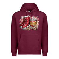 Burgundy Christmas Ice Skating Premium Hoodie - CowhideDigitalArt
