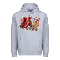 Heather Grey Christmas Ice Skating Premium Hoodie - CowhideDigitalArt
